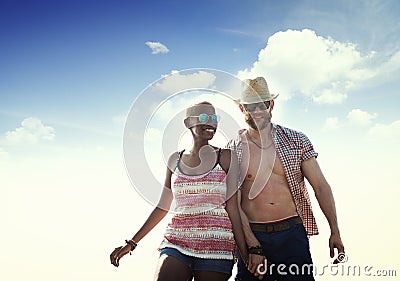 Sweet Beach Summer Holiday Couple Love Concept Stock Photo