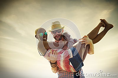 Sweet Beach Summer Holiday Couple Love Concept Stock Photo