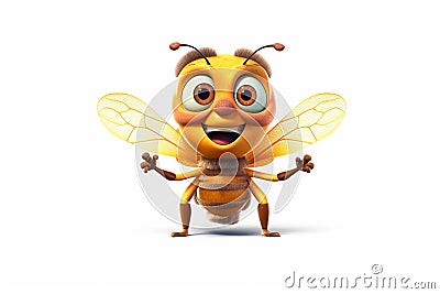 A sweet bee illustration with big eyes Cartoon Illustration