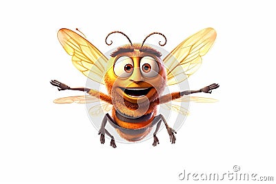 A sweet bee illustration with big eyes Cartoon Illustration