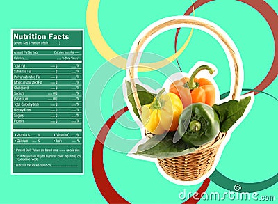 Sweet bell pepper nutrition facts Vector Illustration