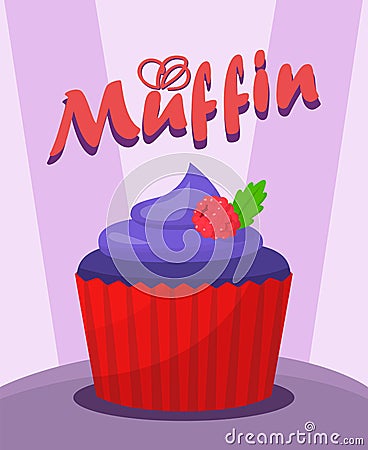 Sweet Berry Muffin Cartoon Vector Illustration Vector Illustration