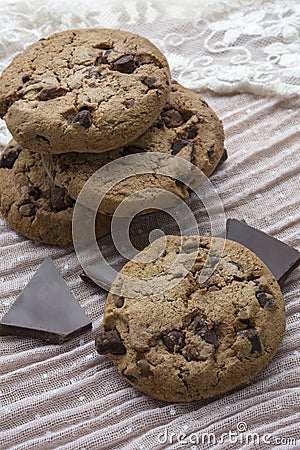 Sweet biscuits with dark chocolate Stock Photo