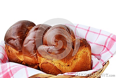 Sweet braided bread in a basket Stock Photo