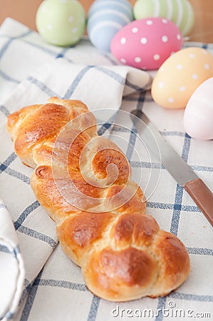Sweet braided Easter bread Stock Photo