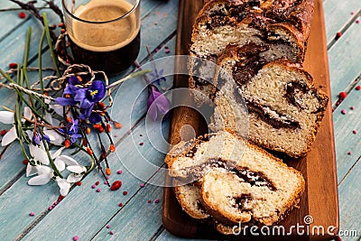 Sweet bread with chocolate Stock Photo