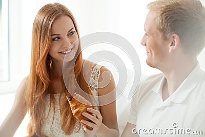 Sweet breakfast in bed Stock Photo