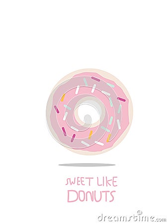 Sweet and bright donut flat icon. Vector illustrator Vector Illustration