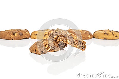 Sweet brown cookie isolated on white Stock Photo
