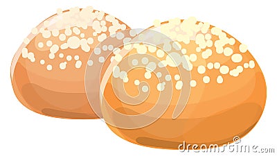 Sweet bun. Tasty bread roll cartoon icon Vector Illustration