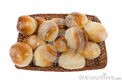 Sweet buns in basket Stock Photo