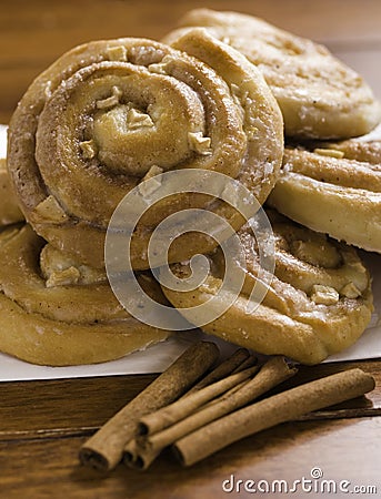 Sweet buns and cinnamon Stock Photo