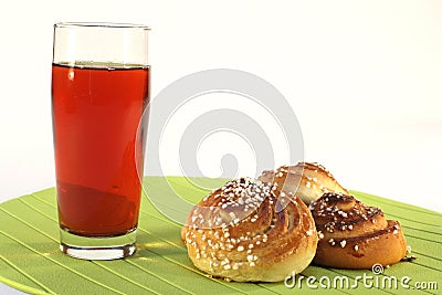 Sweet buns and lemonade Stock Photo