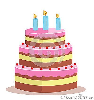 Sweet cake for birthday Vector Illustration