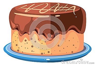 Sweet cake with chocolate frosting. Tasty pastry icon Vector Illustration
