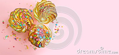 Sweet cake on a colored background celebration brightly birthday Stock Photo