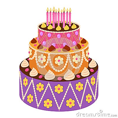 Sweet cake in flat style Vector Illustration