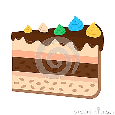 Sweet cake in flat style Vector Illustration