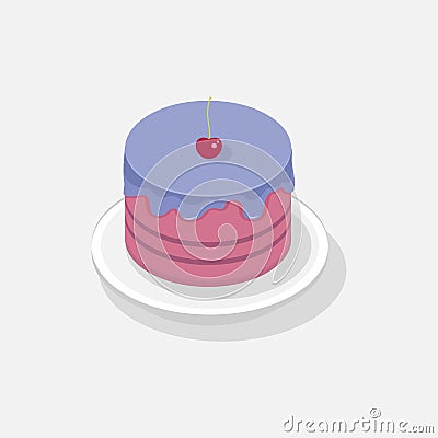 Sweet Cake isometric 3D icon. Vector Illustration