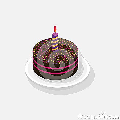 Sweet Cake isometric 3D icon Vector Illustration