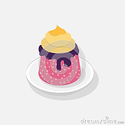 Sweet Cake isometric 3D icon. Vector Illustration