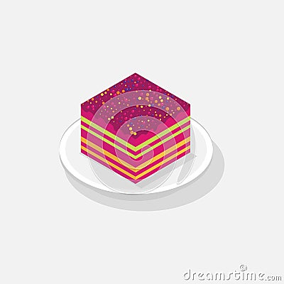 Sweet Cake isometric 3D icon. Vector Illustration