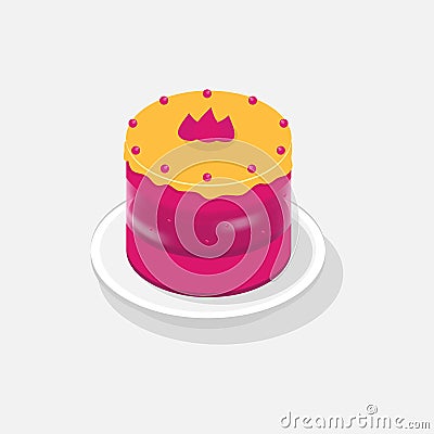 Sweet Cake isometric 3D icon. Vector Illustration