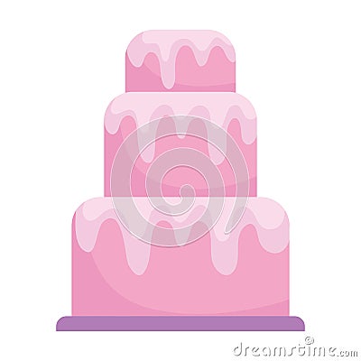 Sweet cake with melted cream dessert cartoon icon style design Vector Illustration