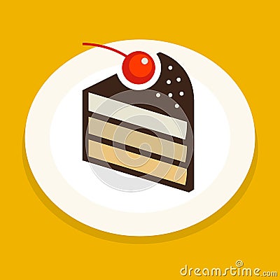 Sweet cake piece Vector Illustration