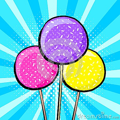 Sweet cake pops in pop Vector Illustration