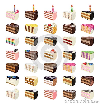 sweet cake slices. vector Vector Illustration