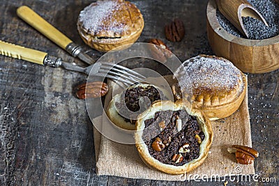 Sweet cakes with poppy seed and nut filling Stock Photo