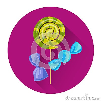 Sweet Candies Lollipop Halloween Holiday Icon Vector Illustration