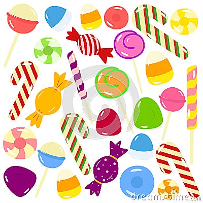 Sweet Candies Vector Set Vector Illustration