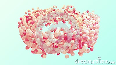 Sweet candy-like abstract pices swirle. Loop rotating sugar chips b-roll. Stock Photo