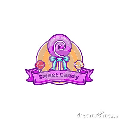 sweet candy lollipop pink jelly Vector Illustration