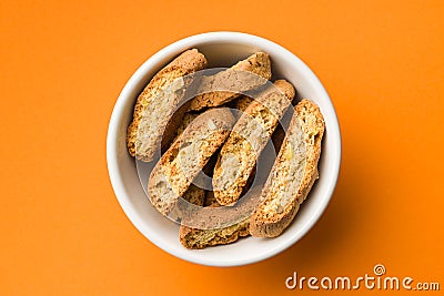 Sweet cantuccini biscuits. Italian biscotti Stock Photo