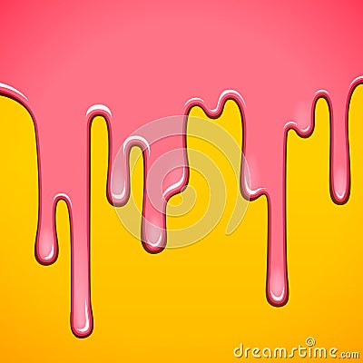 Sweet caramel candy syrup is flowing down Vector Illustration