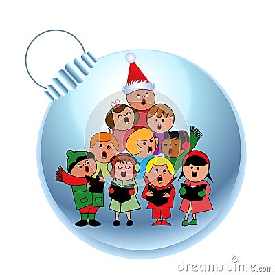 Sweet carolers on a bauble Vector Illustration