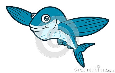 Sweet cartoon flying fish Vector Illustration