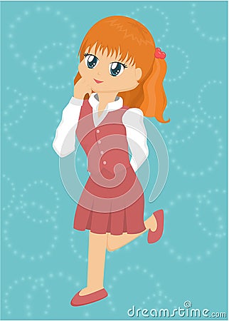 Sweet Cartoon Girl Vector Illustration