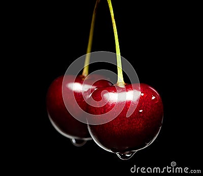 Sweet cherry pair Stock Photo