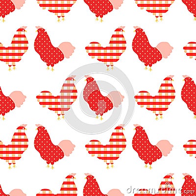 Sweet chicken seamless pattern Vector Illustration