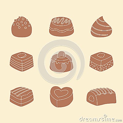 Sweet chocolate Icons set 05 Vector Illustration