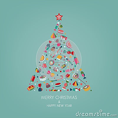 Sweet christmas tree Vector Illustration