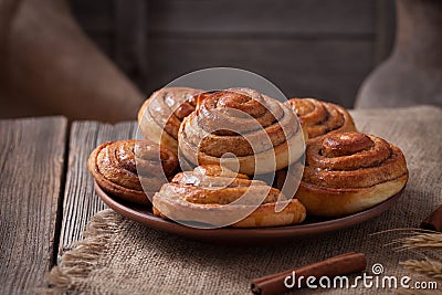 Sweet cinnamon bun rolls christmas homemade Stock Photo