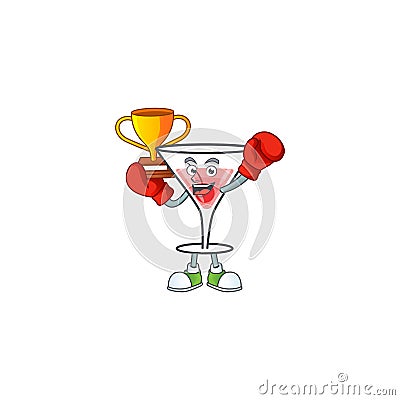 Sweet cocktail isolated with the mascot boxing winner Vector Illustration