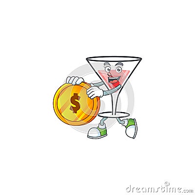 Sweet cocktail isolated with the mascot bring coin Vector Illustration