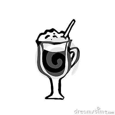 Sweet coffee grunge icon. Vector ink brush illustration. Vector Illustration