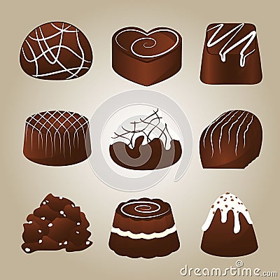 Sweet Collection of Chocolate Truffles Vector Illustration